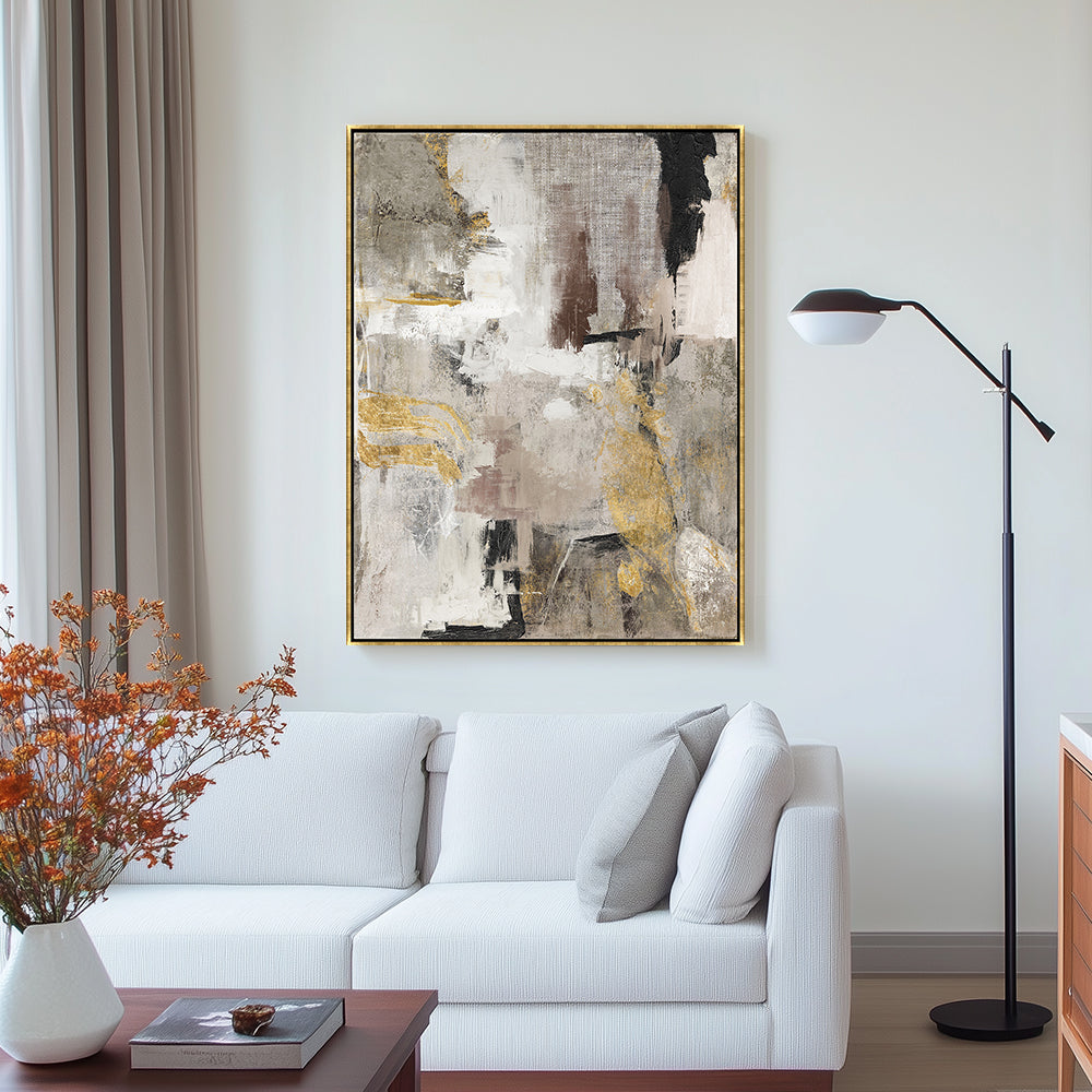 Handpainted Abstract Artwork: "Golden Whisper"