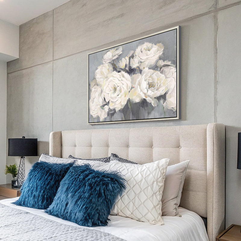 White Rose Oil Painting on Canvas