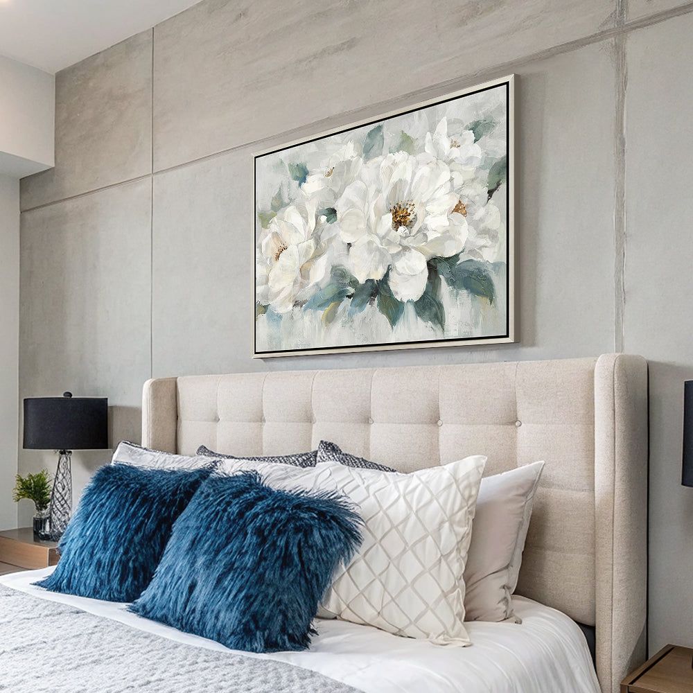 Hand-Painted Floral Canvas Art: "Serene Blooms"