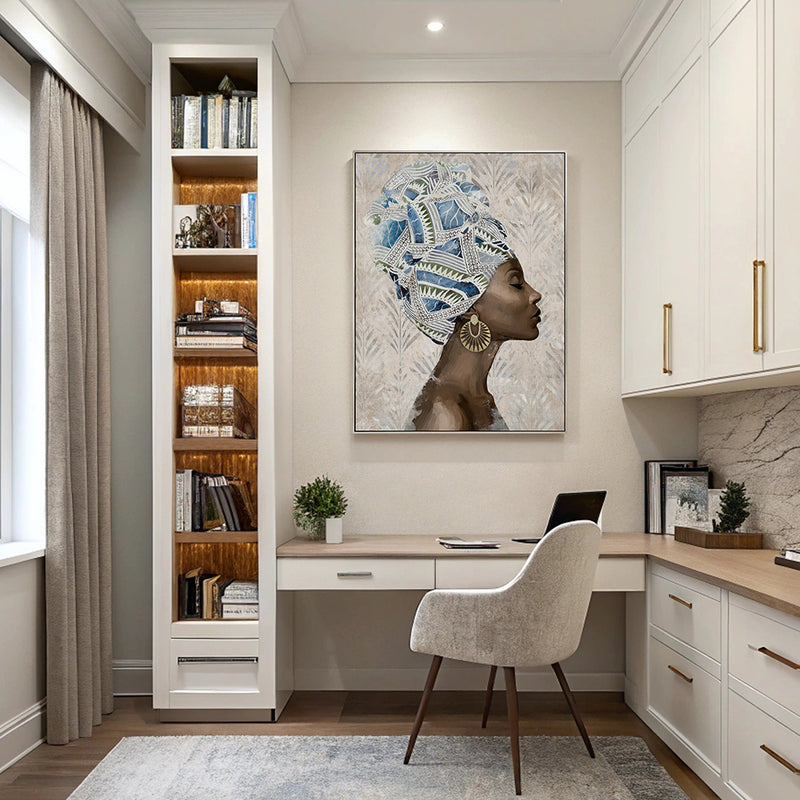 African Elegance: Hand-Painted Cultural Portrait