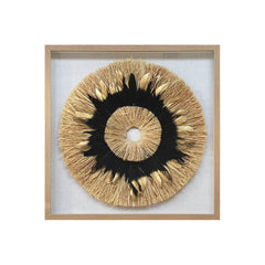 Natural Elegance Raffia Grass and Wood Frame Wall Art