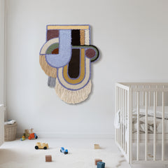Modern Textured Flannelette and Cotton Rope Wall Hanging