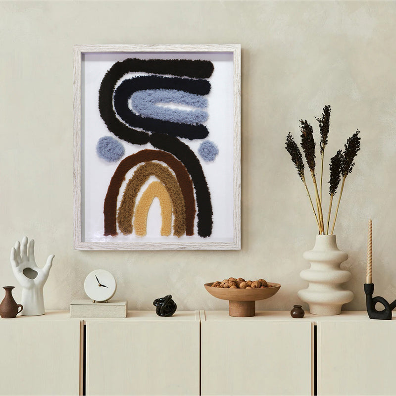 Textured Flannelette Abstract Art with Wooden Frame