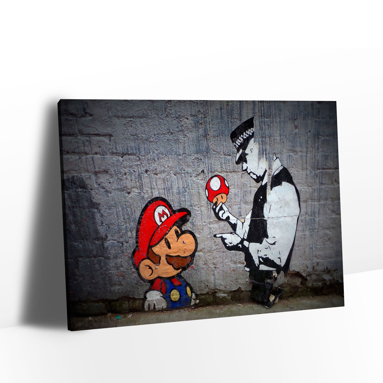Banksy Mario and Police Canvas Wall Art