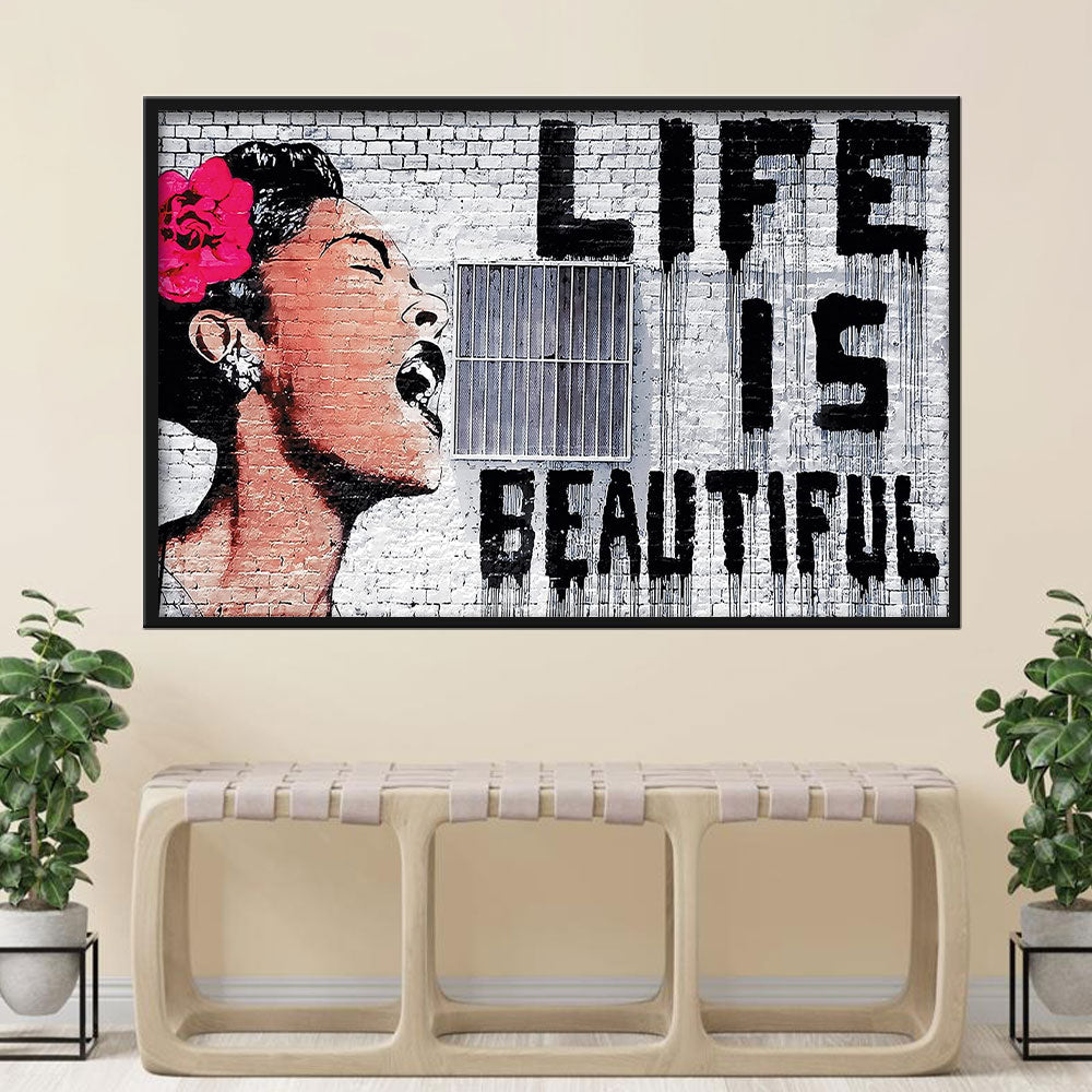 Banksy Life is Beautiful Canvas Wall Art