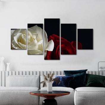 White and Red Roses Canvas Wall Art