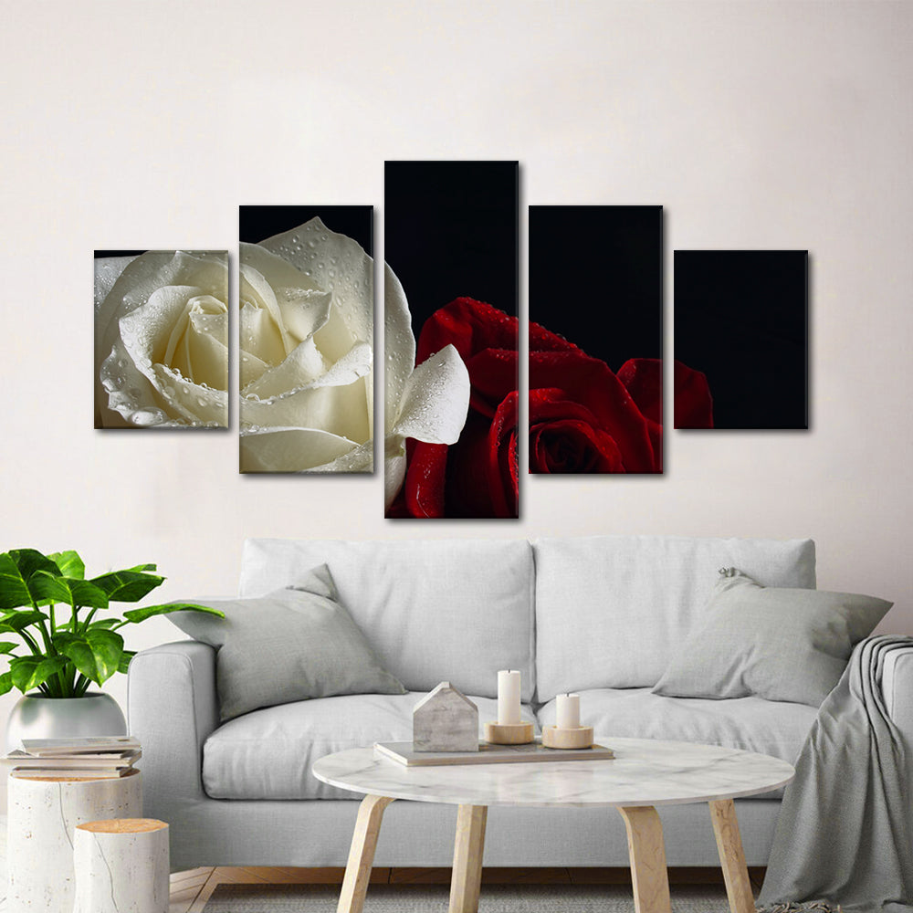  White and Red Roses canvas wall art
