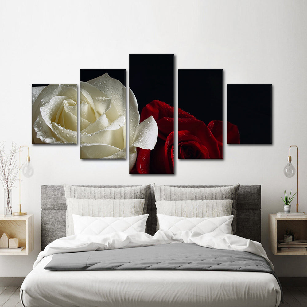  White and Red Roses canvas wall art