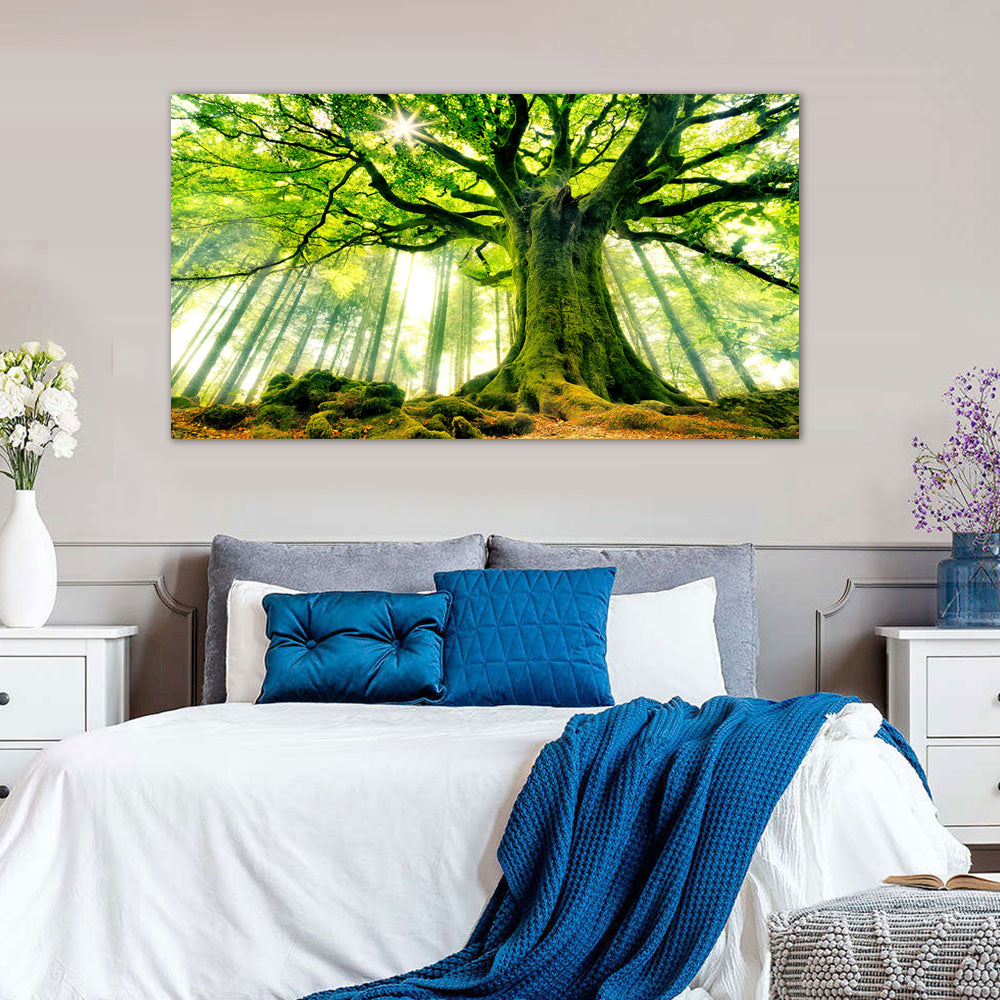 Serene Forest Canopy Large Tree Canvas Wall Art