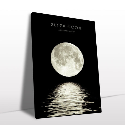 Super Moon Above the Water Canvas Wall Art