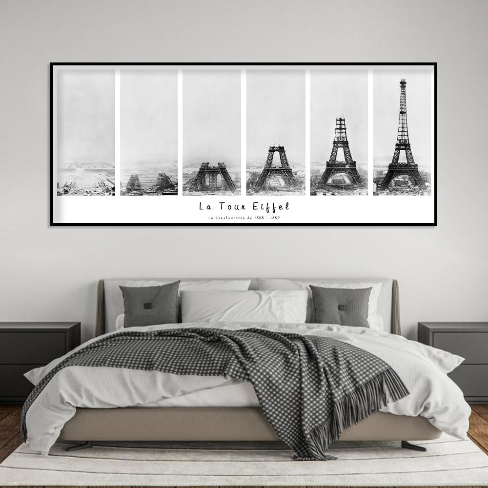 Eiffel Tower Construction Timeline Canvas Wall Art