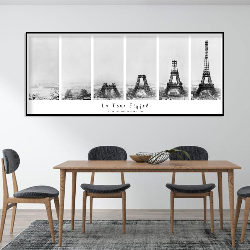 Eiffel Tower Construction Timeline Canvas Wall Art