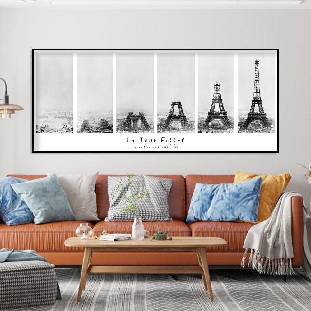 Eiffel Tower Construction Timeline Canvas Wall Art