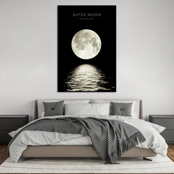 Super Moon Above the Water Canvas Wall Art