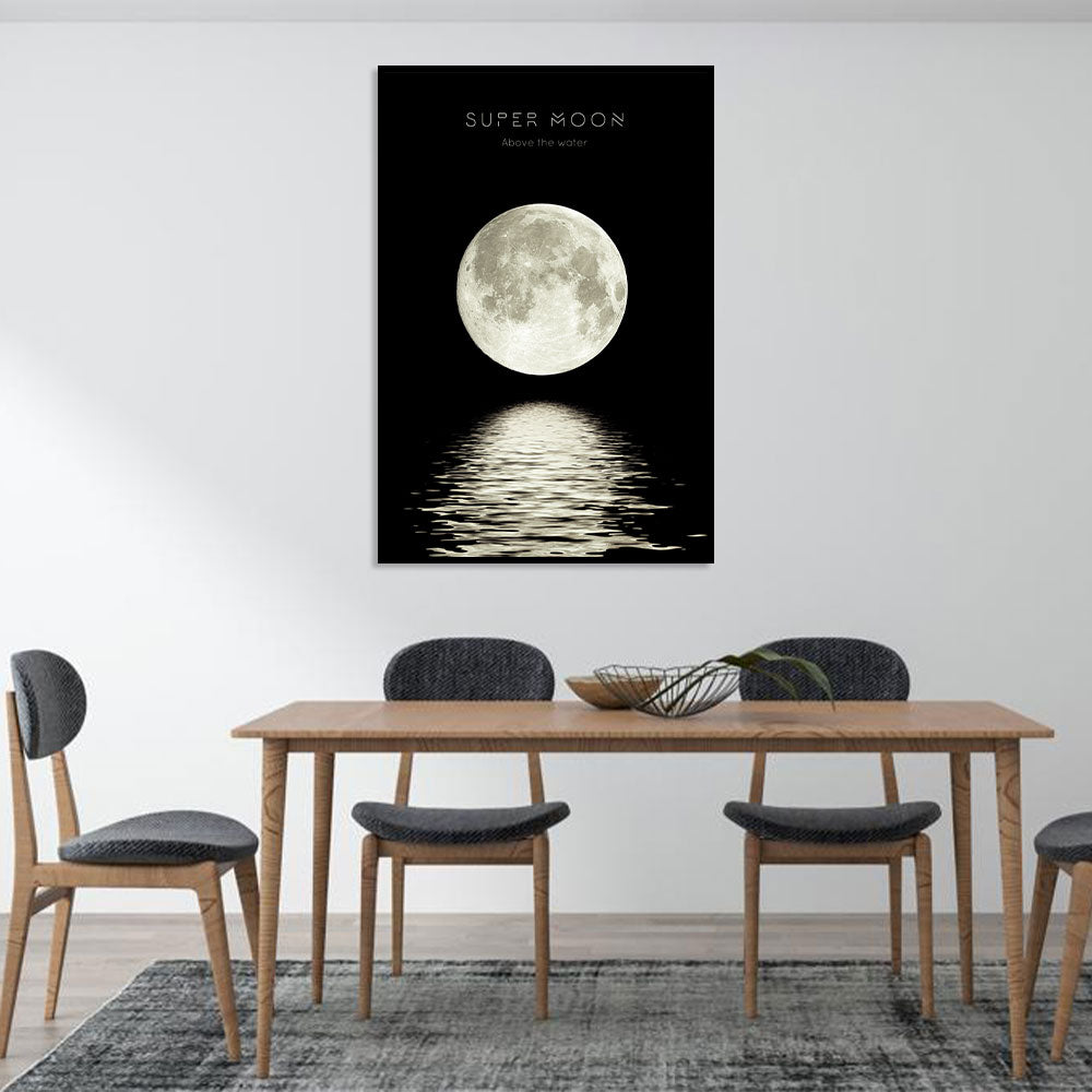 Super Moon Above the Water Canvas Wall Art