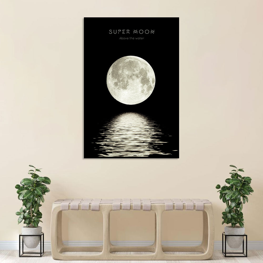 Super Moon Above the Water Canvas Wall Art