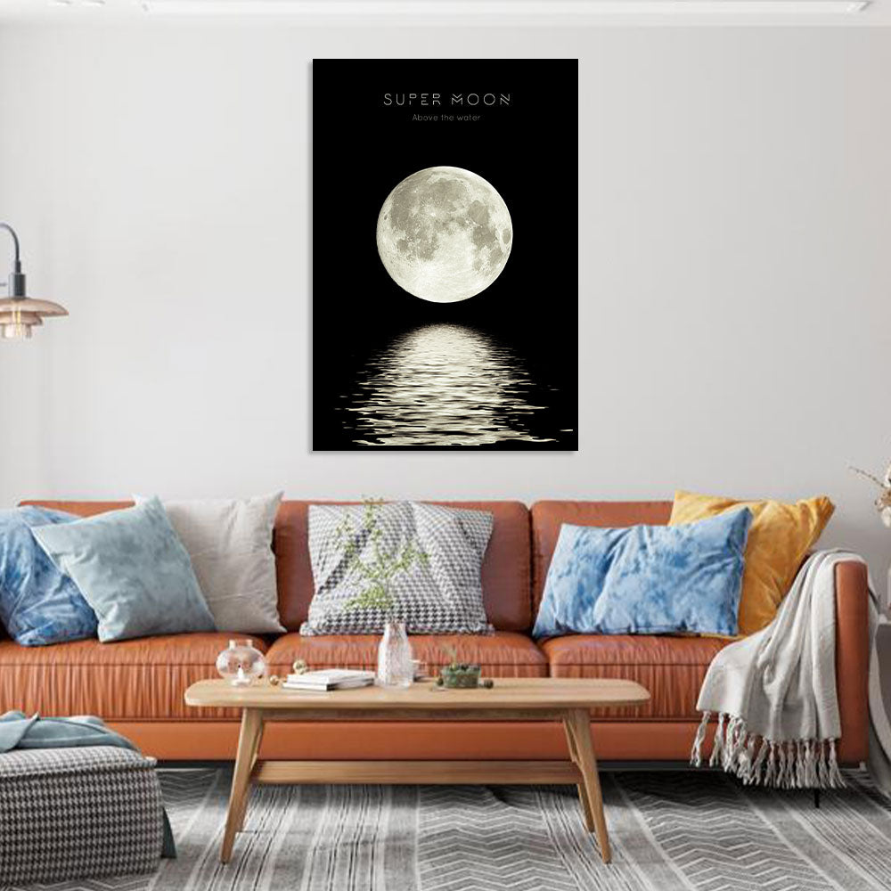 Super Moon Above the Water Canvas Wall Art