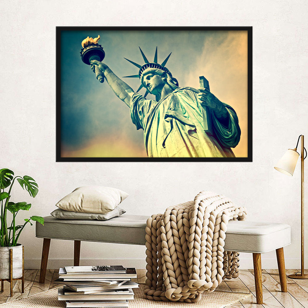 Statue of Liberty in Sunset Canvas Wall Art