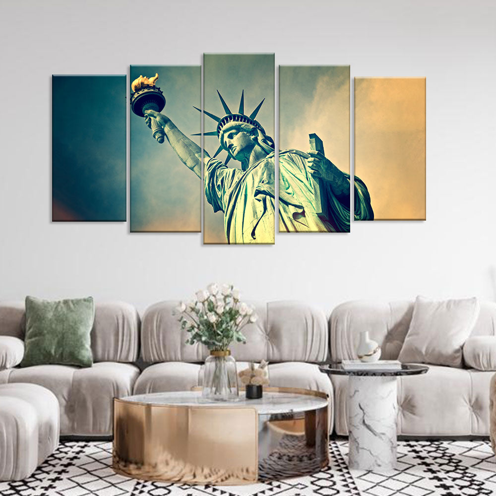 Statue of Liberty in Sunset Canvas Wall Art