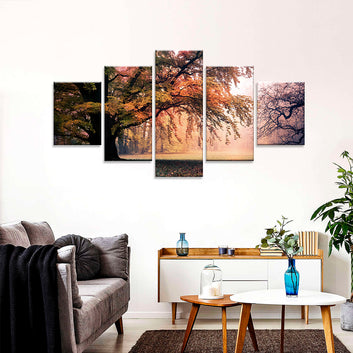 Colorful Tree in Autumn Park Canvas Wall Art