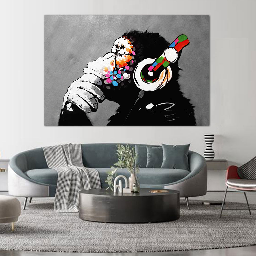 Banksy Thinking Monkey Canvas Wall Art