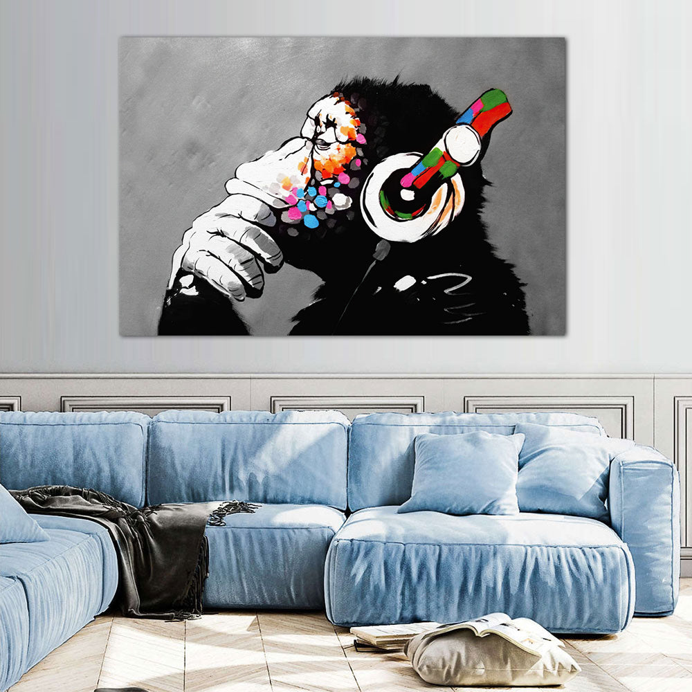 Banksy Thinking Monkey Canvas Wall Art