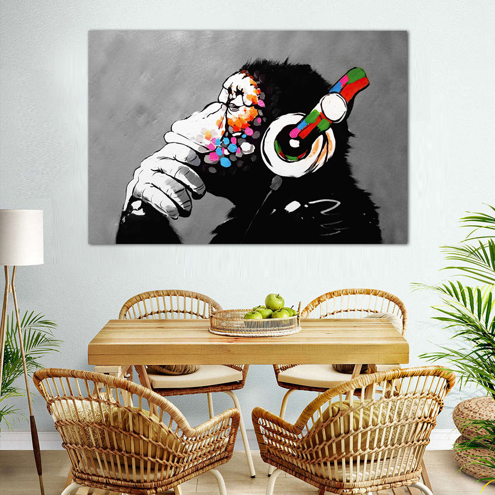 Banksy Thinking Monkey Canvas Wall Art