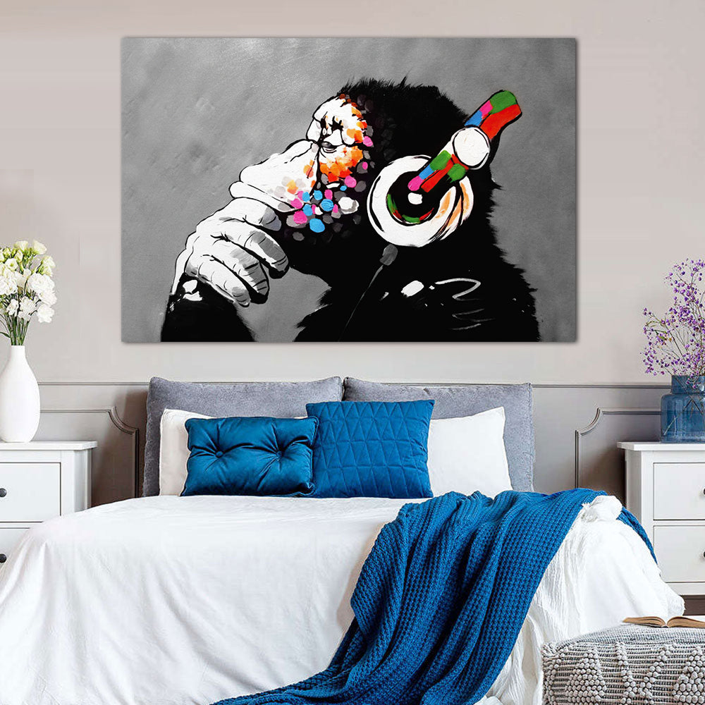 Banksy Thinking Monkey Canvas Wall Art