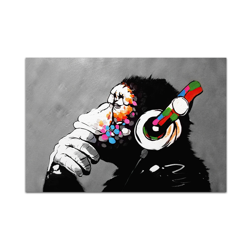 Banksy Thinking Monkey Canvas Wall Art