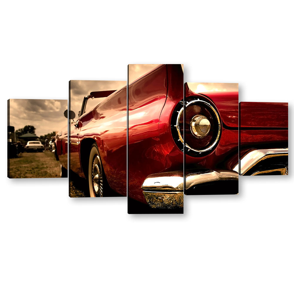 5 Piece Classic Red Sports Car Canvas Wall Art