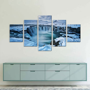 Landscape Waterfall from Melted Snow Canvas Wall Art