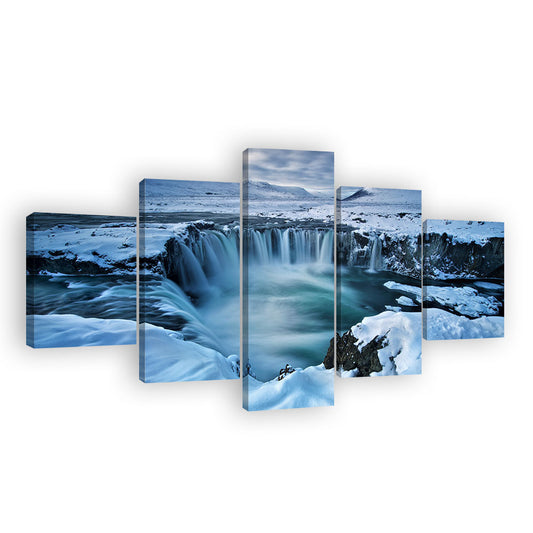 Landscape Waterfall from Melted Snow Canvas Wall Art