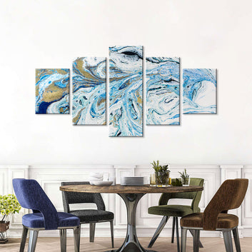 Abstract Blue & Gold Marble Canvas Wall Art