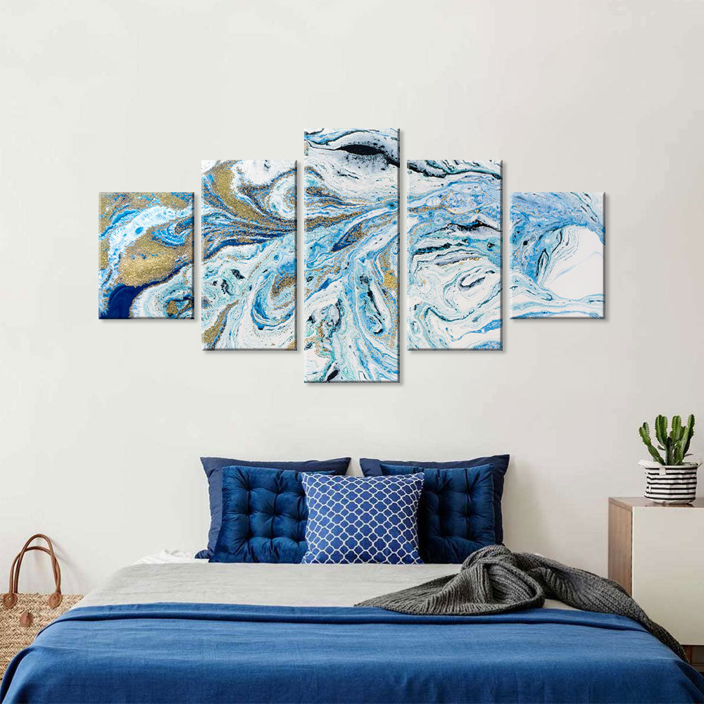 Abstract Blue and Gold Marble canvas wall art