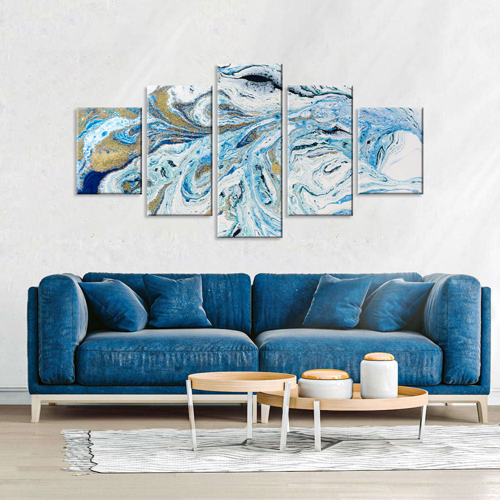 Abstract Blue and Gold Marble canvas wall art