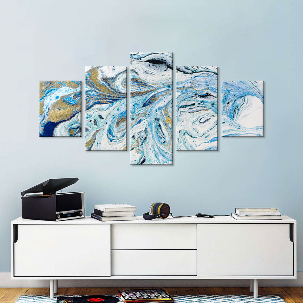 Abstract Blue and Gold Marble canvas wall art