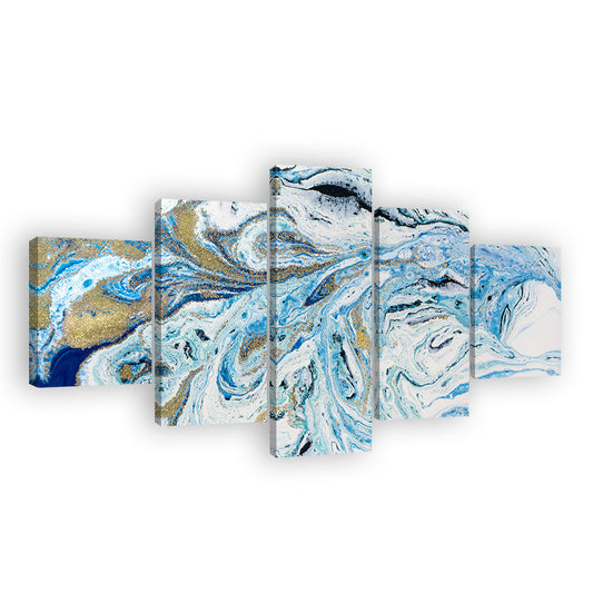 Abstract Blue & Gold Marble Canvas Wall Art