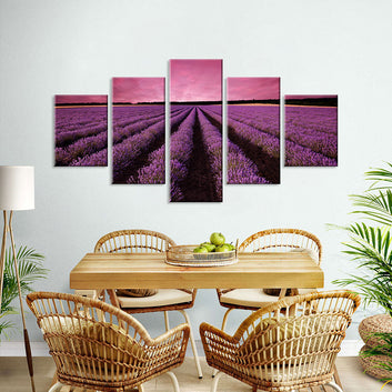 Lavender Field in Sunset Canvas Wall Art