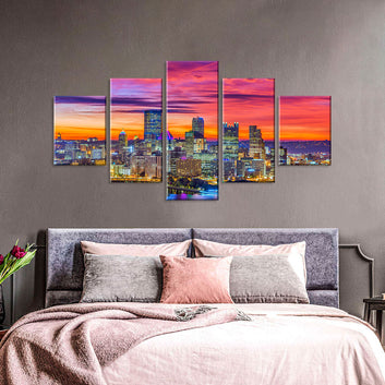 Pittsburgh Skyline Night View Canvas Wall Art