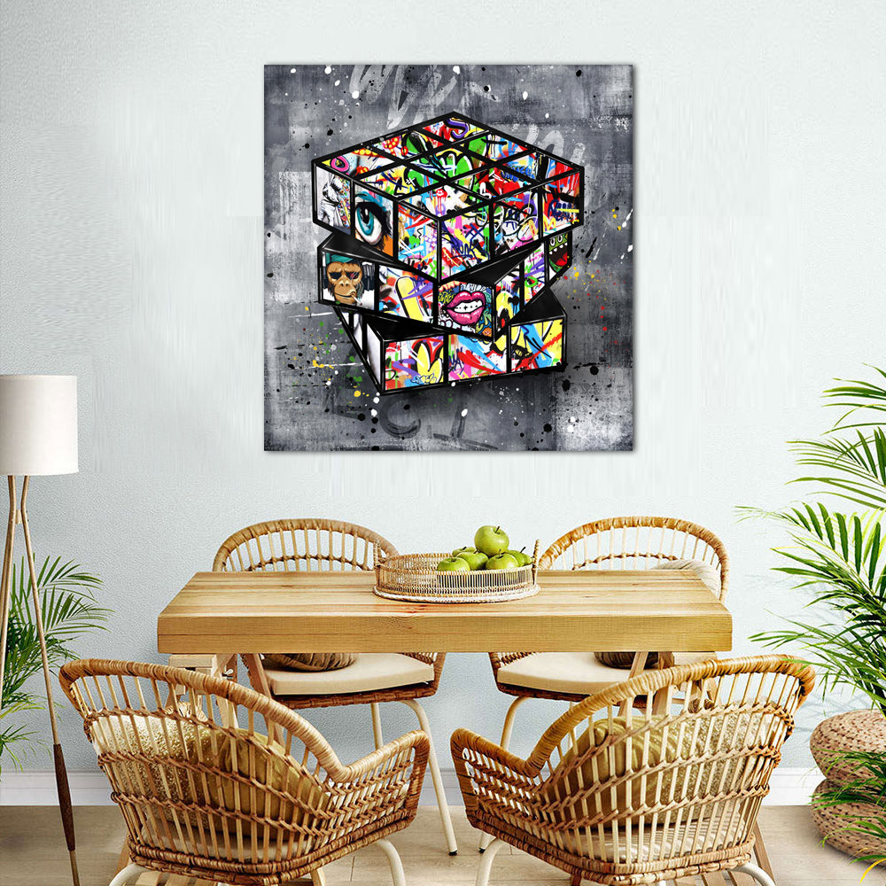 Banksy Graffiti Rubik's Cube Canvas Wall Art