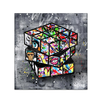 Banksy Graffiti Rubik's Cube Canvas Wall Art