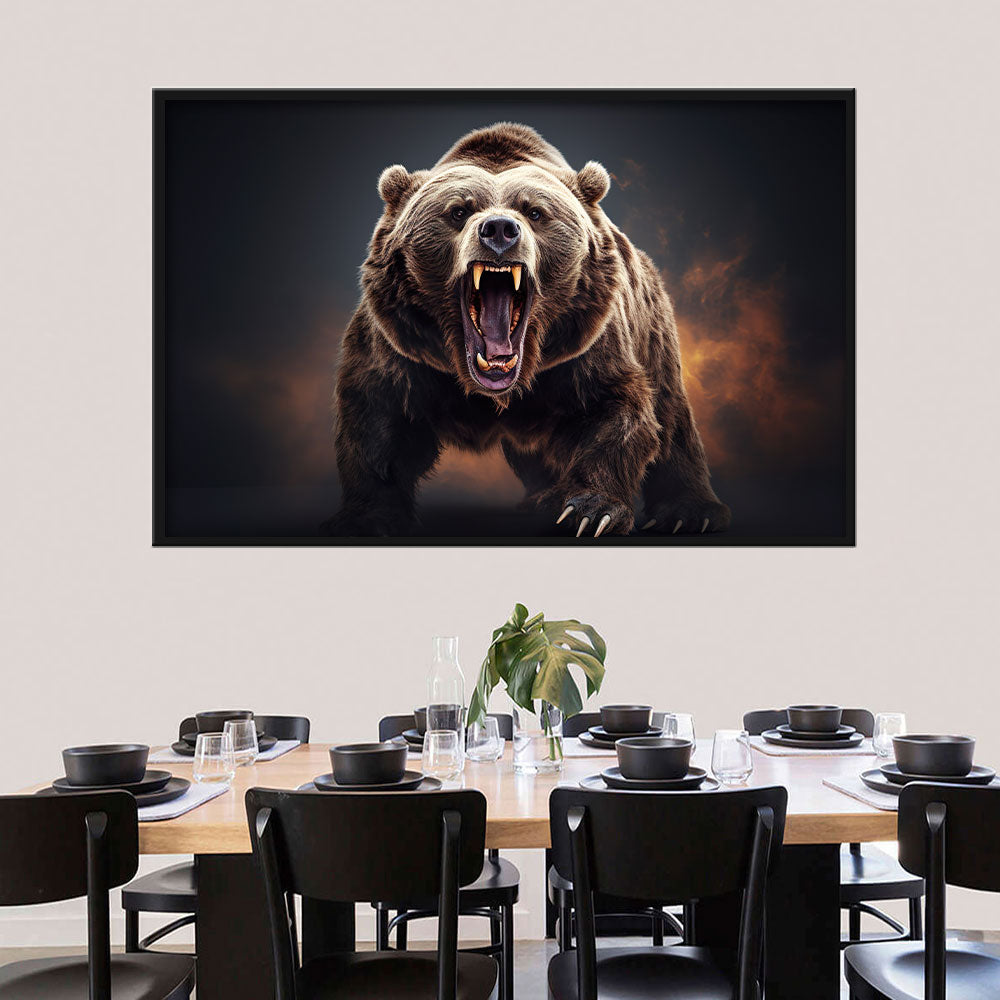 Angry Roaring Bear Canvas Wall Art