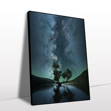 Starry Night Over Tranquil Lake Canvas Wall Art