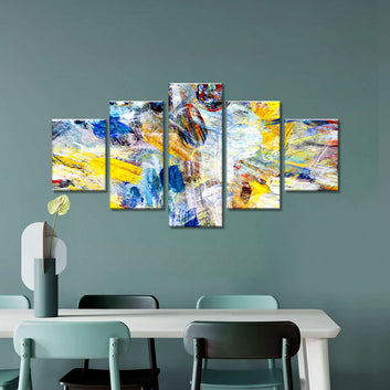 Abstract Bright Yellow and Blue Canvas Wall Art