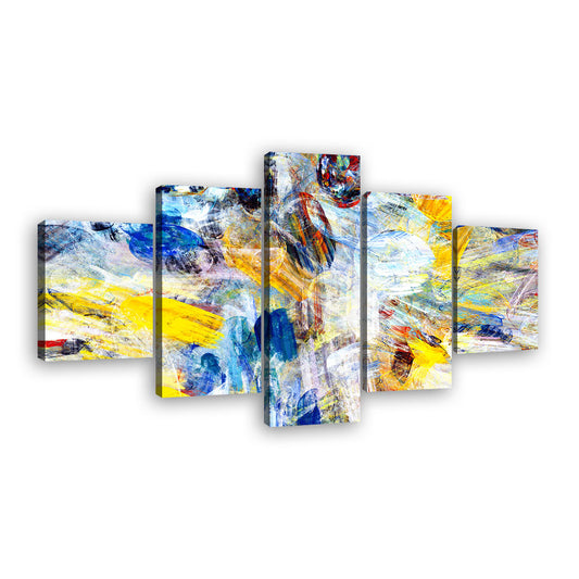 Abstract Bright Yellow and Blue Canvas Wall Art