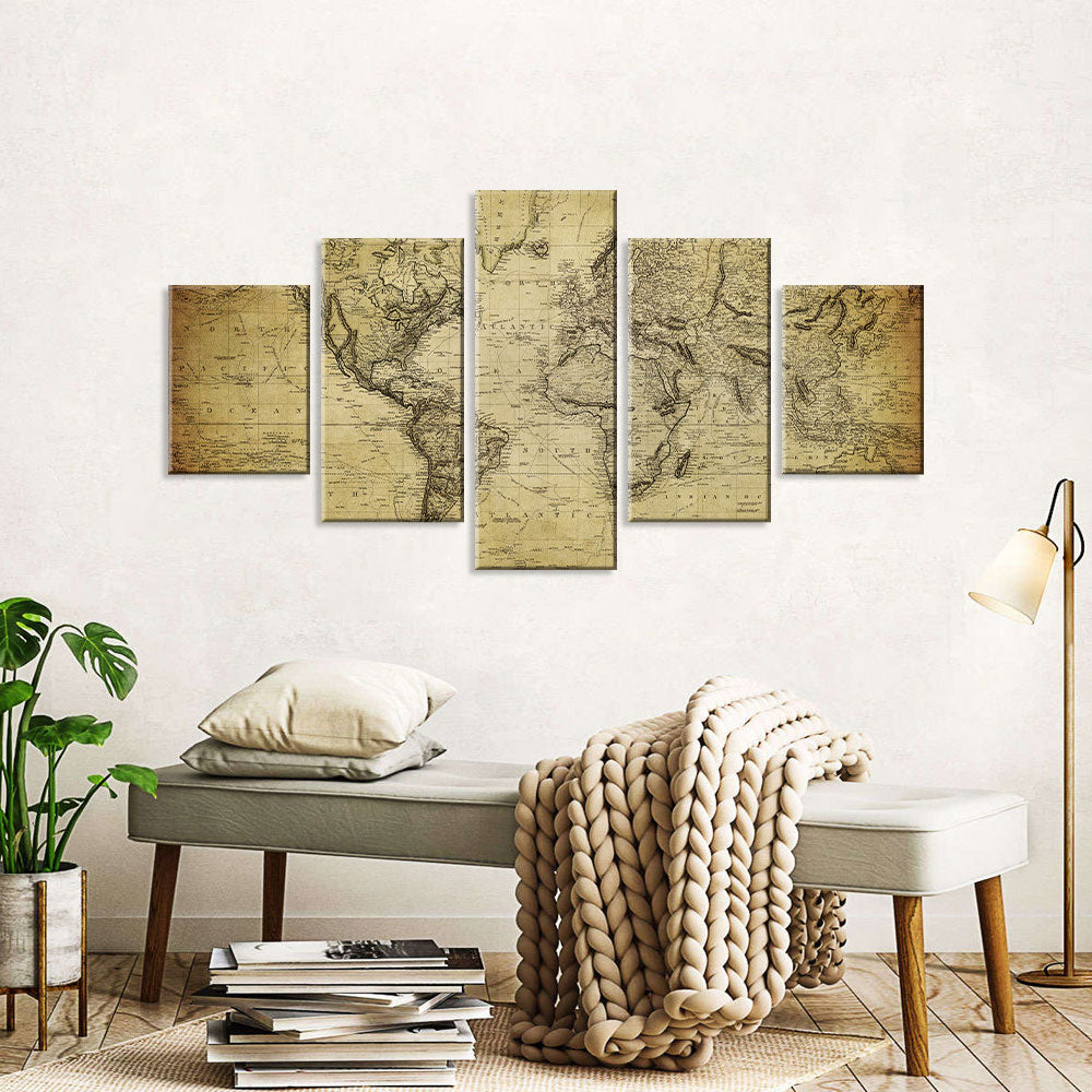 Vintage World Map canvas wall art