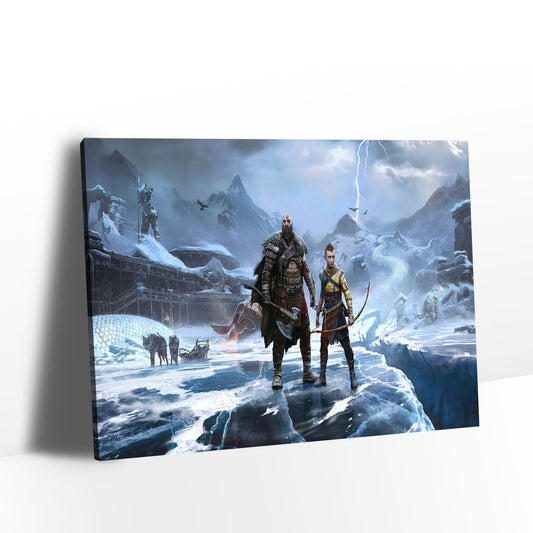 Kratos and Atreus in Winter Canvas Wall Art