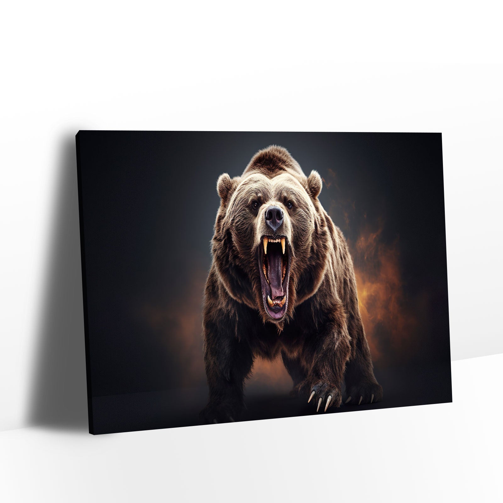 Angry Roaring Bear Canvas Wall Art