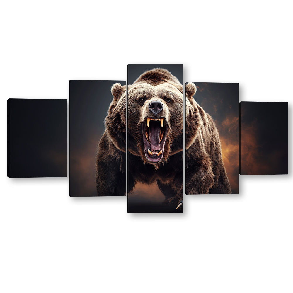 Angry Roaring Bear Canvas Wall Art