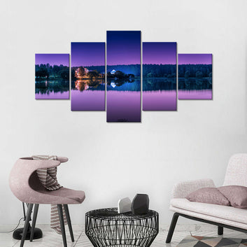 Purple Lake Reflection Canvas Wall Art